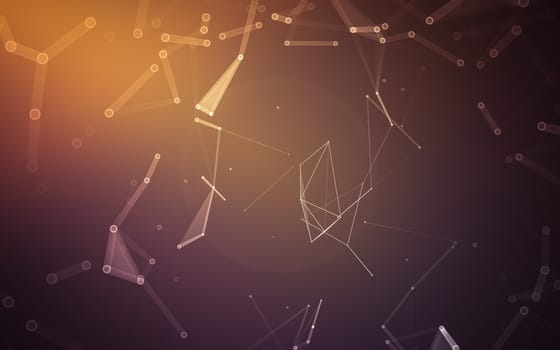 Abstract polygonal space low poly dark background with connecting dots and lines. Connection structure. 3d rendering