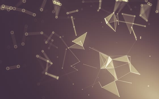 Abstract polygonal space low poly dark background with connecting dots and lines. Connection structure. 3d rendering