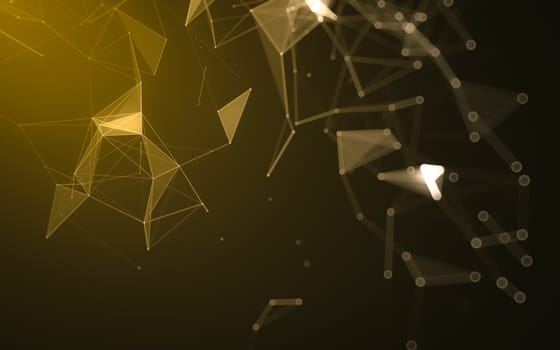 Abstract polygonal space low poly dark background with connecting dots and lines. Connection structure. 3d rendering