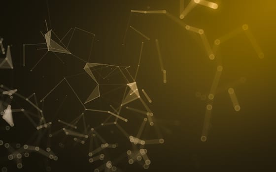 Abstract polygonal space low poly dark background with connecting dots and lines. Connection structure. 3d rendering