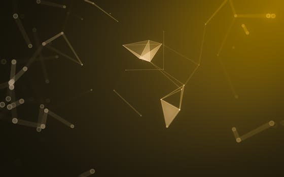 Abstract polygonal space low poly dark background with connecting dots and lines. Connection structure. 3d rendering