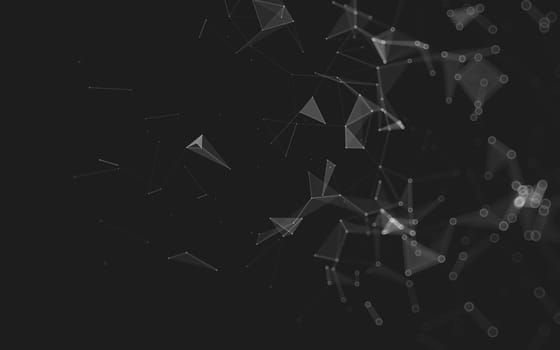 Abstract polygonal space low poly dark background with connecting dots and lines. Connection structure. 3d rendering