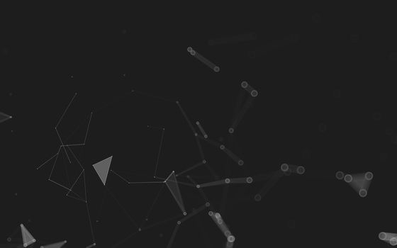 Abstract polygonal space low poly dark background with connecting dots and lines. Connection structure. 3d rendering