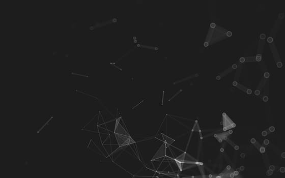 Abstract polygonal space low poly dark background with connecting dots and lines. Connection structure. 3d rendering