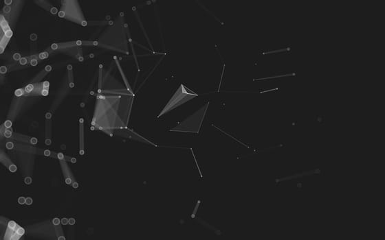 Abstract polygonal space low poly dark background with connecting dots and lines. Connection structure. 3d rendering