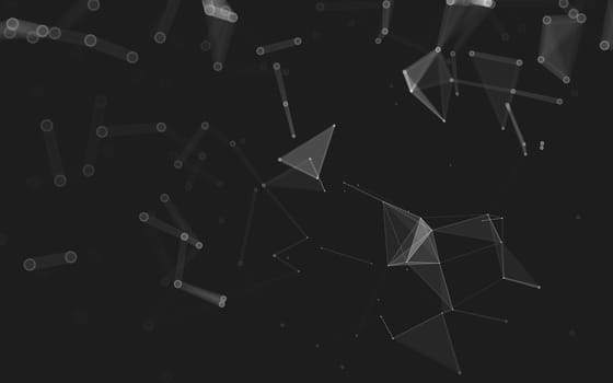 Abstract polygonal space low poly dark background with connecting dots and lines. Connection structure. 3d rendering