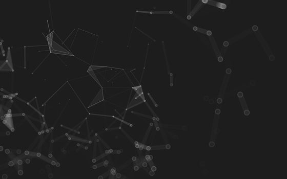 Abstract polygonal space low poly dark background with connecting dots and lines. Connection structure. 3d rendering