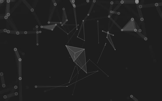 Abstract polygonal space low poly dark background with connecting dots and lines. Connection structure. 3d rendering