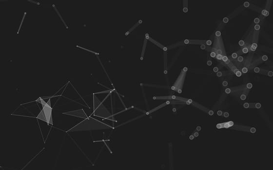 Abstract polygonal space low poly dark background with connecting dots and lines. Connection structure. 3d rendering