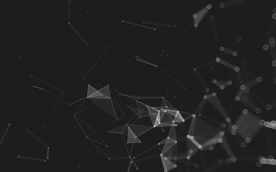 Abstract polygonal space low poly dark background with connecting dots and lines. Connection structure. 3d rendering