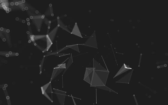 Abstract polygonal space low poly dark background with connecting dots and lines. Connection structure. 3d rendering