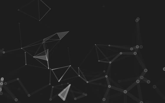 Abstract polygonal space low poly dark background with connecting dots and lines. Connection structure. 3d rendering