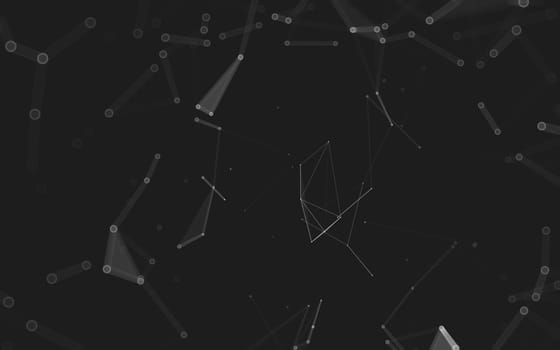 Abstract polygonal space low poly dark background with connecting dots and lines. Connection structure. 3d rendering