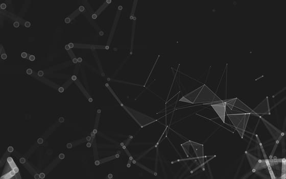 Abstract polygonal space low poly dark background with connecting dots and lines. Connection structure. 3d rendering