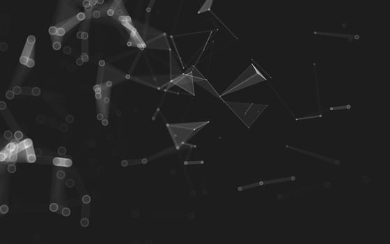 Abstract polygonal space low poly dark background with connecting dots and lines. Connection structure. 3d rendering