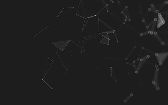 Abstract polygonal space low poly dark background with connecting dots and lines. Connection structure. 3d rendering