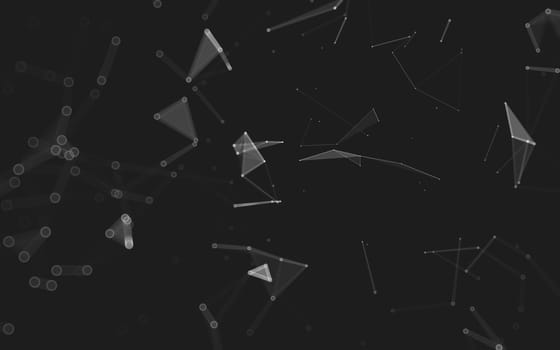 Abstract polygonal space low poly dark background with connecting dots and lines. Connection structure. 3d rendering