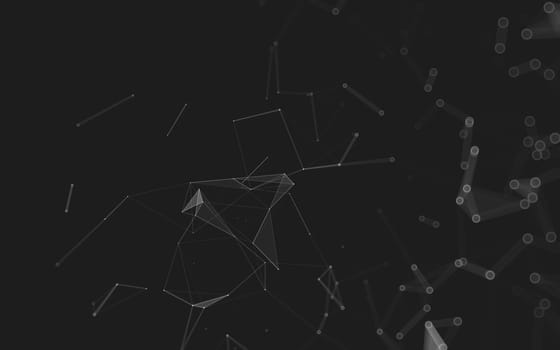 Abstract polygonal space low poly dark background with connecting dots and lines. Connection structure. 3d rendering