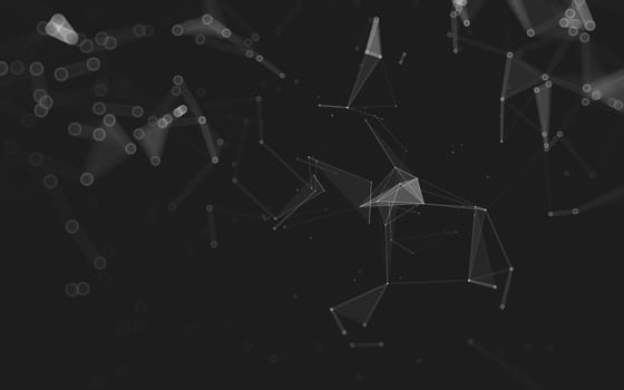 Abstract polygonal space low poly dark background with connecting dots and lines. Connection structure. 3d rendering