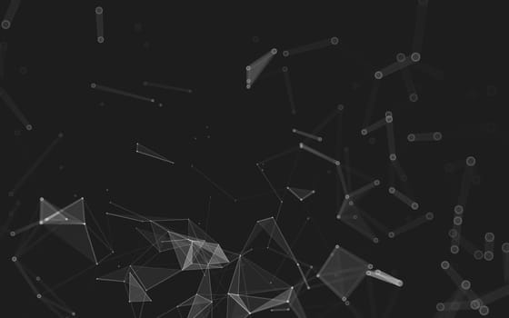 Abstract polygonal space low poly dark background with connecting dots and lines. Connection structure. 3d rendering