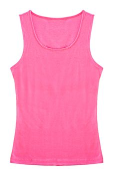 Pink Sleeveless shirt woman isolated on white background. Save clipping path.