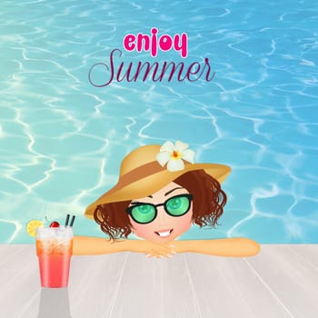 illustration of girl enjoys the summer holidays