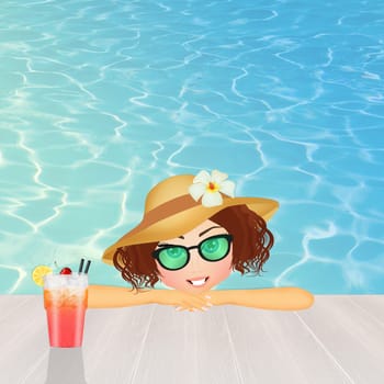 illustration of girl enjoys the summer holidays