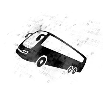 Tourism concept: Pixelated black Bus icon on Digital background