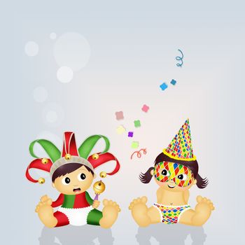 illustration of babies with Carnival costume