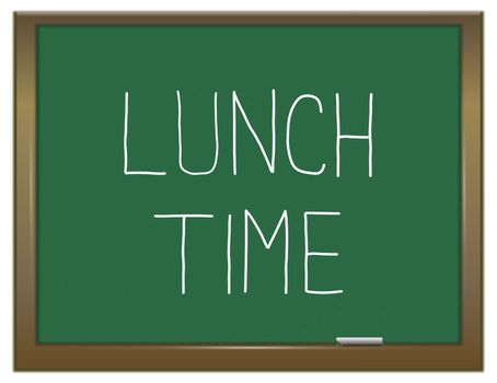 Illustration depicting a green chalkboard with a lunch time concept.