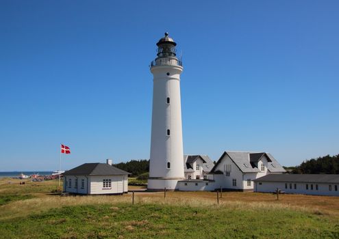 White Lighthouse Landmark at the world war museum in Hirtshals