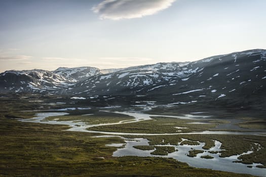 Tundra landscape in northern Lapland, Sweden