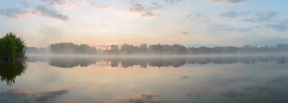 blue lake with cloudy sky, nature series