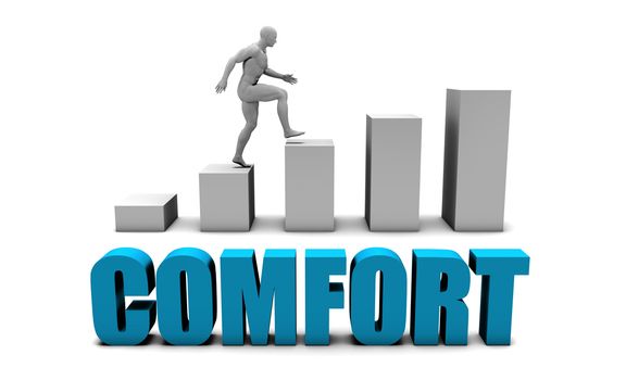 Comfort 3D Concept  in Blue with Bar Chart Graph