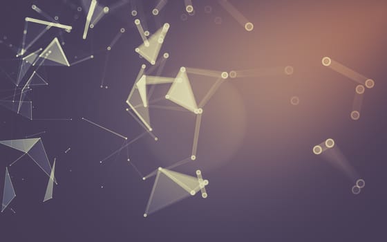 Abstract polygonal space low poly dark background with connecting dots and lines. Connection structure. 3d rendering