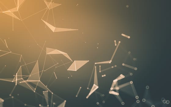 Abstract polygonal space low poly dark background with connecting dots and lines. Connection structure. 3d rendering