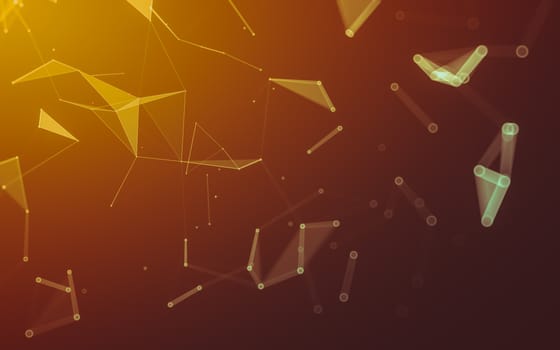 Abstract polygonal space low poly dark background with connecting dots and lines. Connection structure. 3d rendering