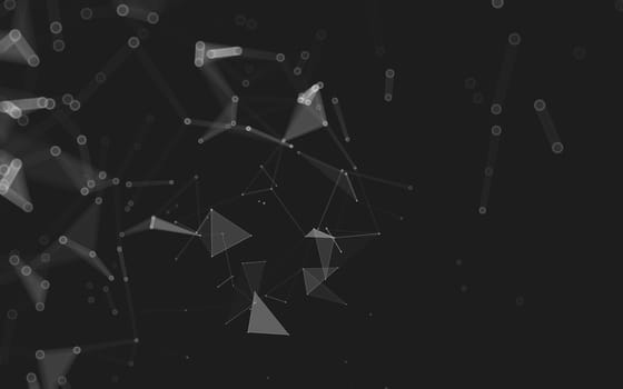 Abstract polygonal space low poly dark background with connecting dots and lines. Connection structure. 3d rendering