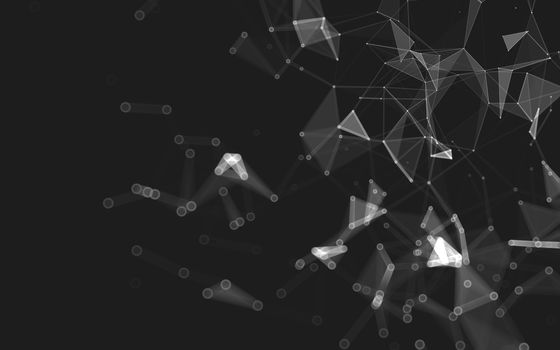 Abstract polygonal space low poly dark background with connecting dots and lines. Connection structure. 3d rendering