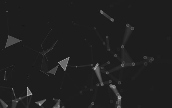 Abstract polygonal space low poly dark background with connecting dots and lines. Connection structure. 3d rendering