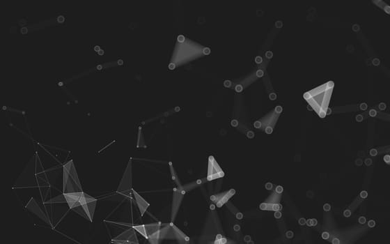 Abstract polygonal space low poly dark background with connecting dots and lines. Connection structure. 3d rendering