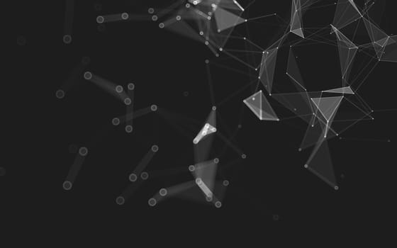 Abstract polygonal space low poly dark background with connecting dots and lines. Connection structure. 3d rendering