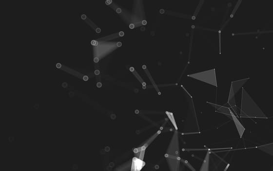 Abstract polygonal space low poly dark background with connecting dots and lines. Connection structure. 3d rendering