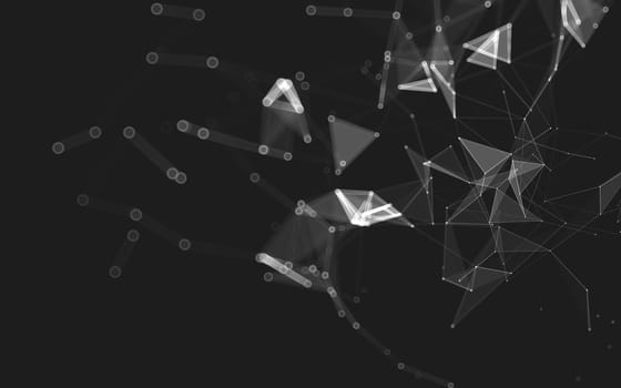 Abstract polygonal space low poly dark background with connecting dots and lines. Connection structure. 3d rendering