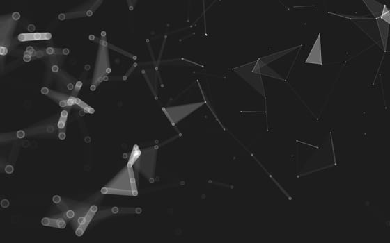 Abstract polygonal space low poly dark background with connecting dots and lines. Connection structure. 3d rendering