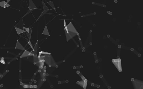 Abstract polygonal space low poly dark background with connecting dots and lines. Connection structure. 3d rendering