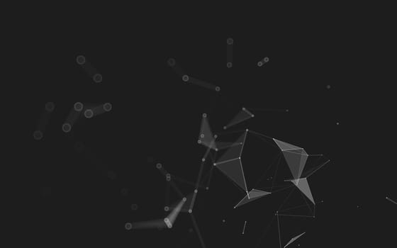 Abstract polygonal space low poly dark background with connecting dots and lines. Connection structure. 3d rendering