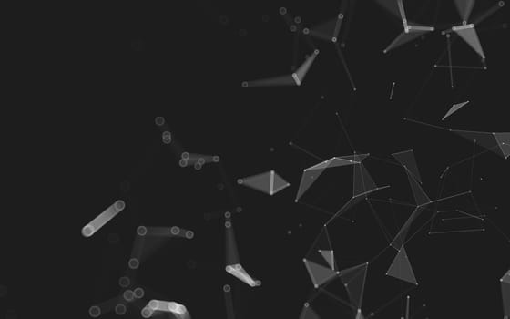 Abstract polygonal space low poly dark background with connecting dots and lines. Connection structure. 3d rendering