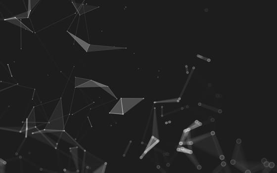 Abstract polygonal space low poly dark background with connecting dots and lines. Connection structure. 3d rendering