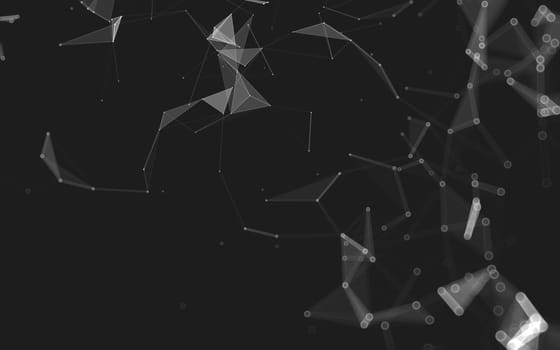 Abstract polygonal space low poly dark background with connecting dots and lines. Connection structure. 3d rendering